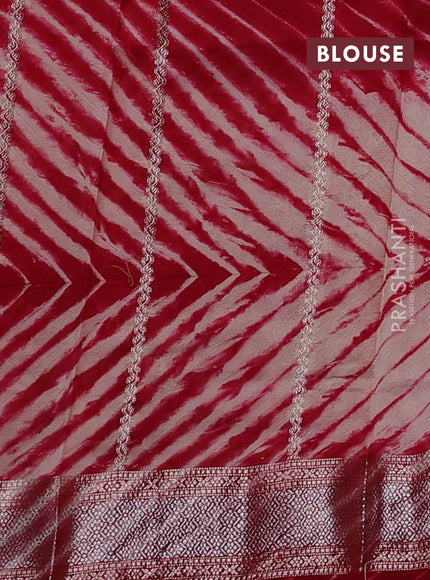 Maroon & Beige Poona Silk Saree - Shibori Blouse
