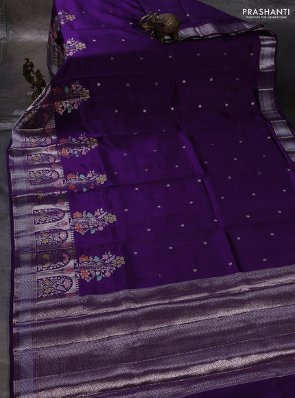 Violet & Beige Poona Silk Saree - Shibori Blouse