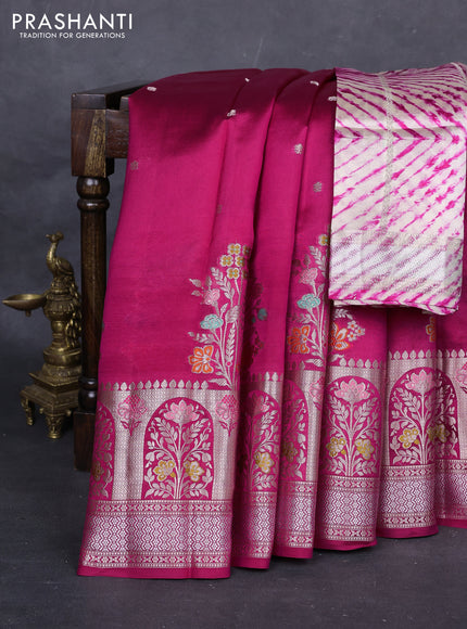 Pink & Beige Poona Silk Saree - Shibori Blouse