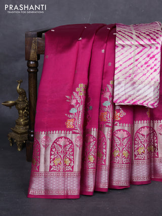 Pink & Beige Poona Silk Saree - Shibori Blouse