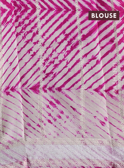 Pink & Beige Poona Silk Saree - Shibori Blouse