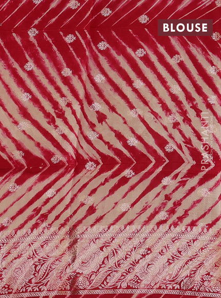Maroon & Beige Poona Silk Saree - Shibori Blouse