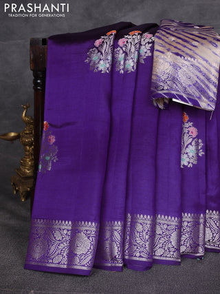 Violet & Beige Poona Silk Saree - Shibori Blouse