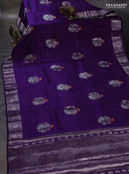 Violet & Beige Poona Silk Saree - Shibori Blouse