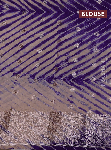 Violet & Beige Poona Silk Saree - Shibori Blouse
