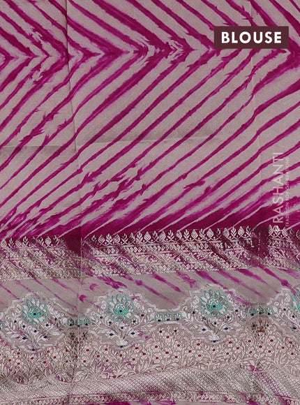 Pink & Beige Poona Silk Saree - Shibori Blouse