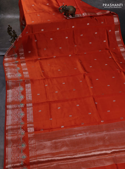 Orange & Beige Poona Silk Saree - Shibori Blouse