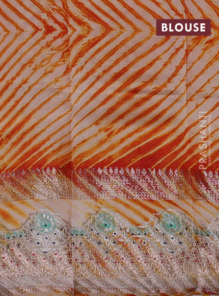 Orange & Beige Poona Silk Saree - Shibori Blouse