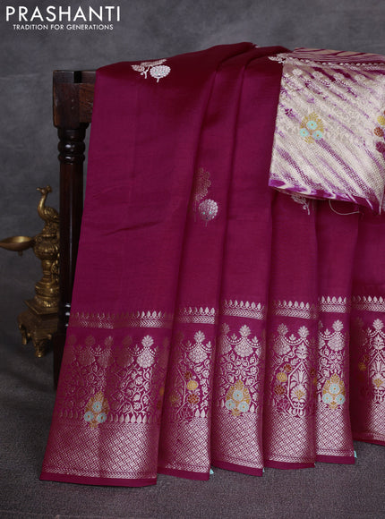 Pink & Beige Poona Silk Saree - Shibori Blouse