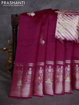Pink & Beige Poona Silk Saree - Shibori Blouse