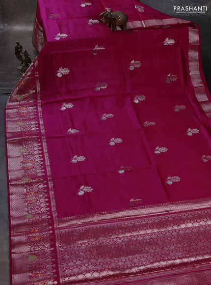 Pink & Beige Poona Silk Saree - Shibori Blouse