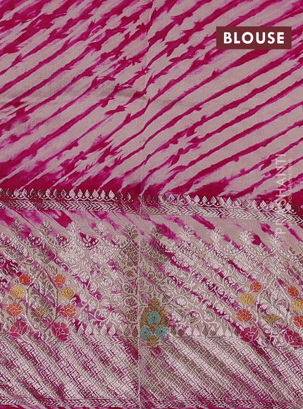 Pink & Beige Poona Silk Saree - Shibori Blouse