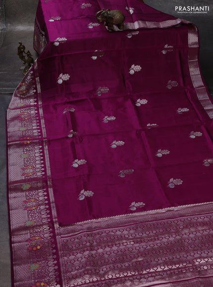 Purple & Beige Poona Silk Saree - Shibori Blouse