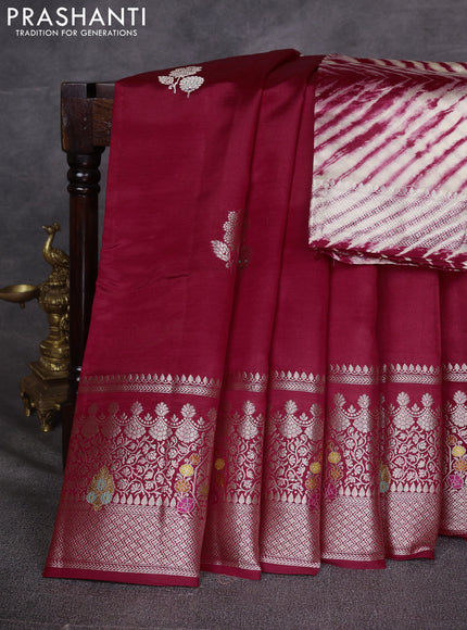 Red & Beige Poona Silk Saree - Shibori Blouse