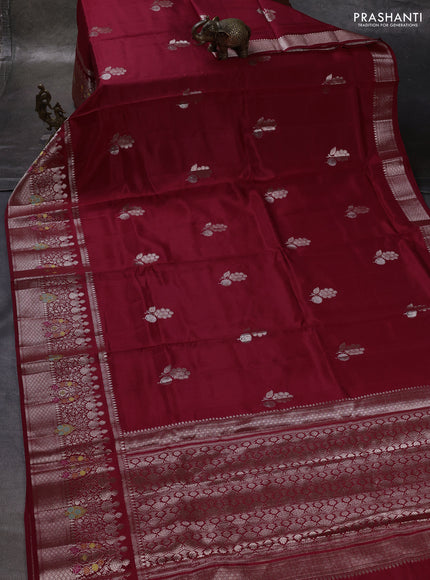 Red & Beige Poona Silk Saree - Shibori Blouse