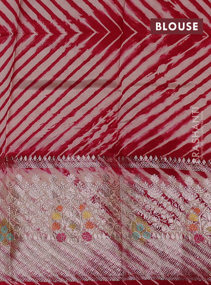 Red & Beige Poona Silk Saree - Shibori Blouse