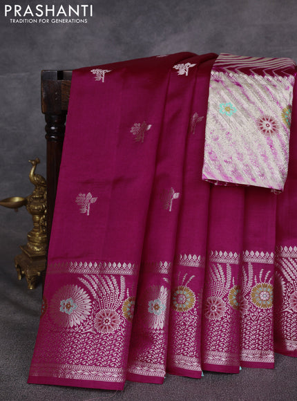 Pink & Beige Poona Silk Saree - Shibori Blouse