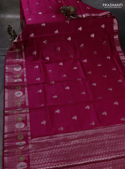 Pink & Beige Poona Silk Saree - Shibori Blouse