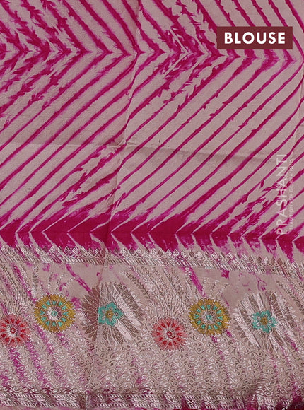 Pink & Beige Poona Silk Saree - Shibori Blouse