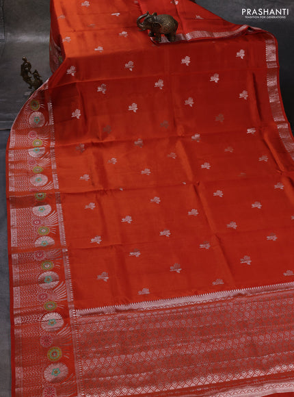 Orange & Beige Poona Silk Saree - Shibori Blouse