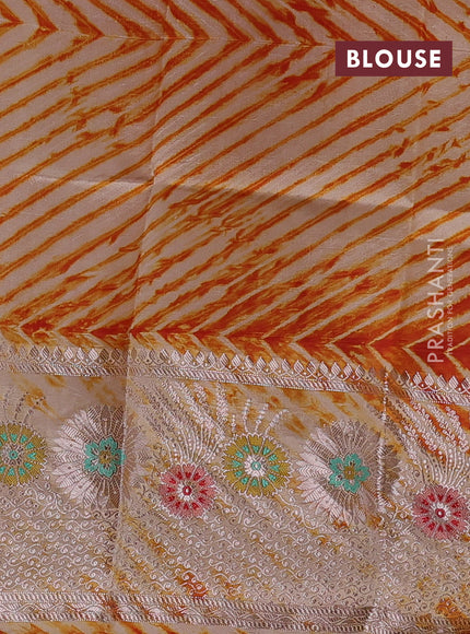 Orange & Beige Poona Silk Saree - Shibori Blouse