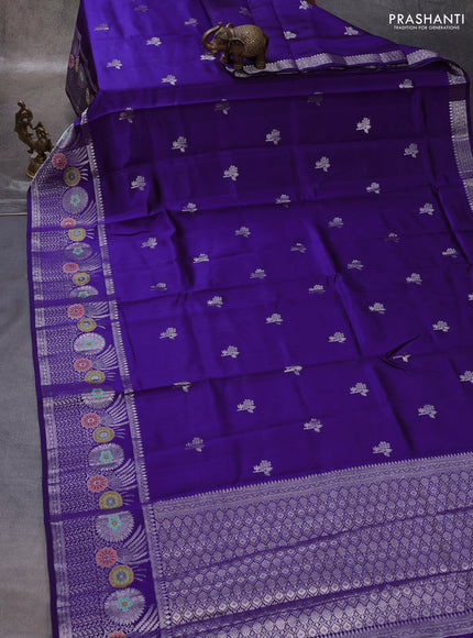 Violet & Beige Poona Silk Saree - Shibori Blouse