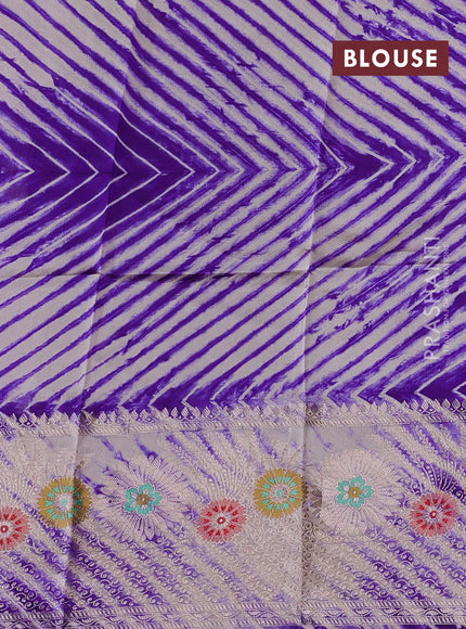 Violet & Beige Poona Silk Saree - Shibori Blouse