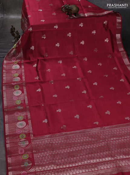 Red & Beige Poona Silk Saree - Shibori Blouse
