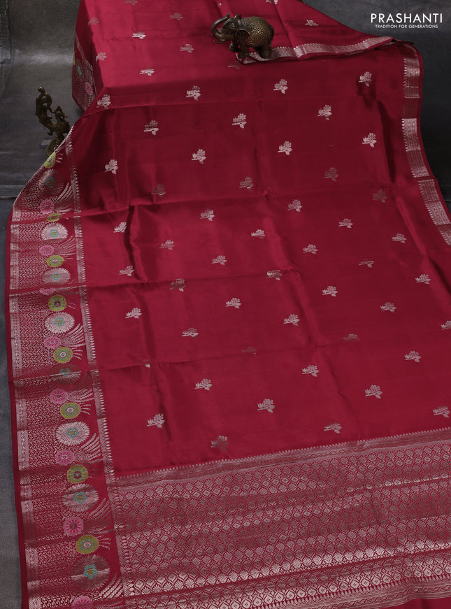 Red & Beige Poona Silk Saree - Shibori Blouse