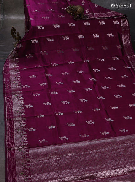Wine  & Beige Poona Silk Saree - Shibori Blouse