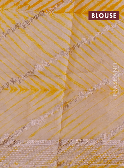 Yellow & Beige Poona Silk Saree - Shibori Blouse