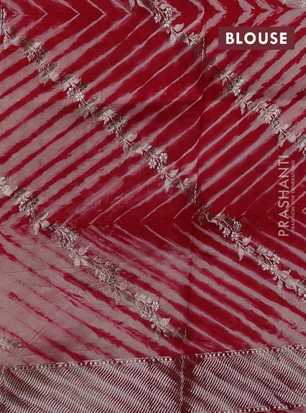 Red & Beige Poona Silk Saree - Shibori Blouse