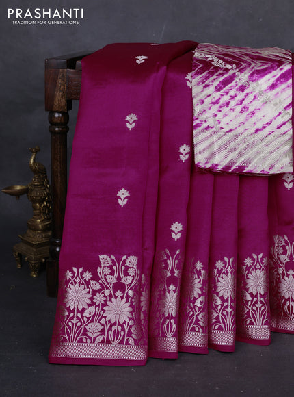 Pink & Beige Poona Silk Saree - Shibori Blouse