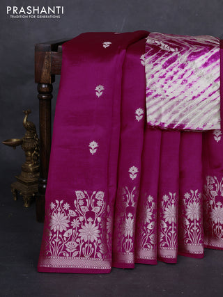 Pink & Beige Poona Silk Saree - Shibori Blouse