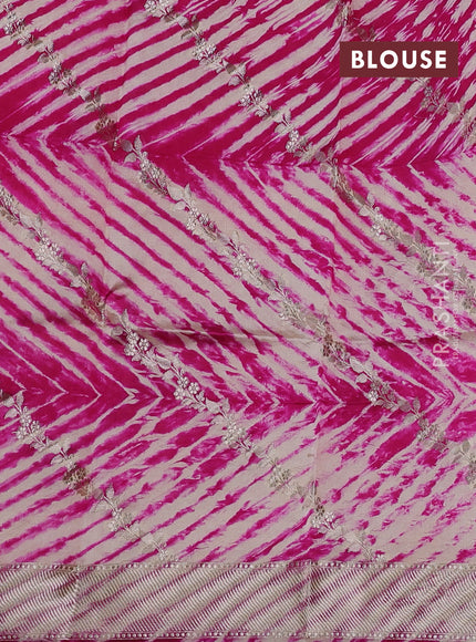 Pink & Beige Poona Silk Saree - Shibori Blouse