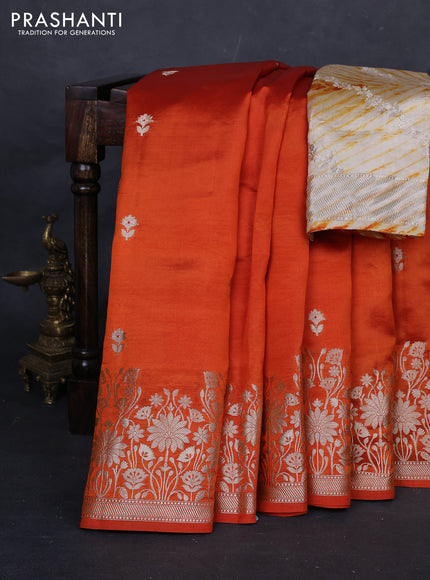 Orange & Beige Poona Silk Saree - Shibori Blouse
