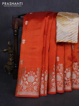 Orange & Beige Poona Silk Saree - Shibori Blouse