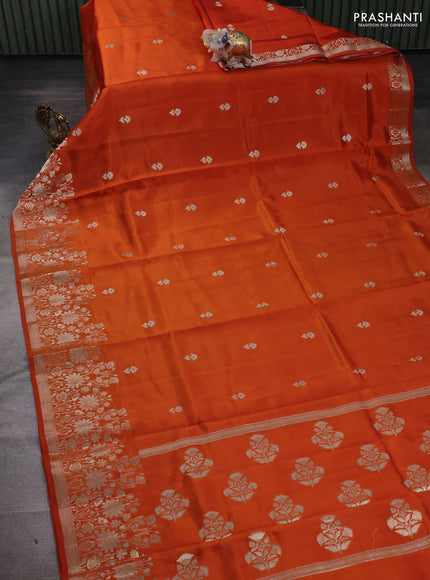 Orange & Beige Poona Silk Saree - Shibori Blouse