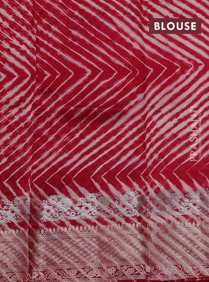 Maroon & Beige Poona Silk Saree - Shibori Blouse