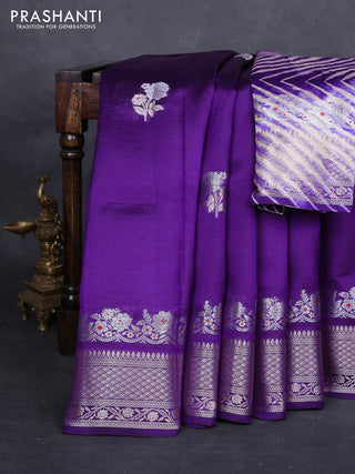 Violet & Beige Poona Silk Saree - Shibori Blouse