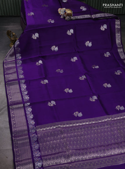 Violet & Beige Poona Silk Saree - Shibori Blouse