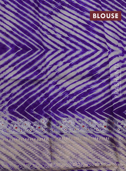 Violet & Beige Poona Silk Saree - Shibori Blouse