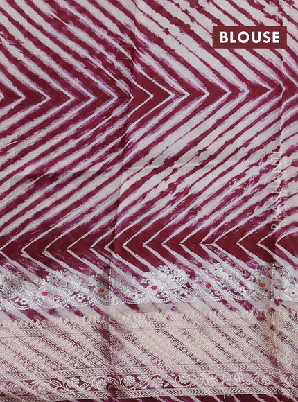 Wine & Beige Poona Silk Saree - Shibori Blouse
