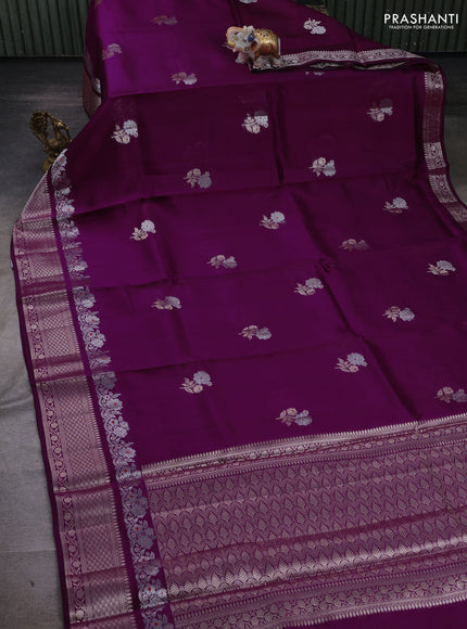 Purple & Beige Poona Silk Saree - Shibori Blouse