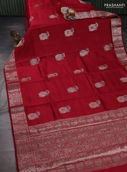 Maroon & Beige Poona Silk Saree - Shibori Blouse