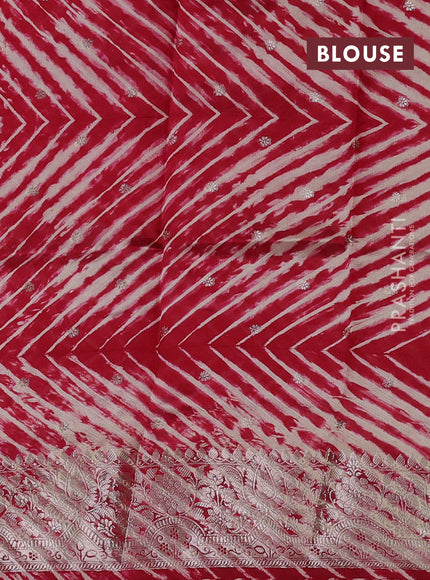 Maroon & Beige Poona Silk Saree - Shibori Blouse