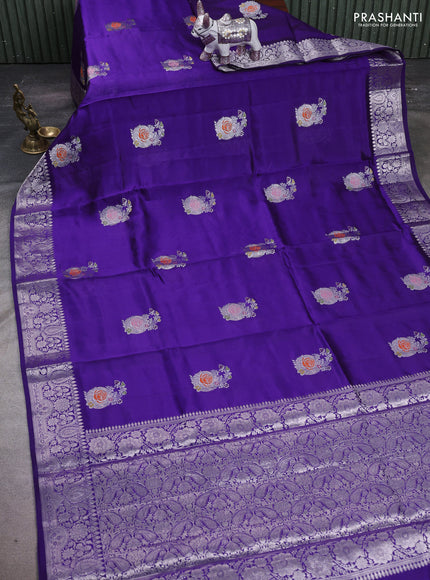 Violet & Beige Poona Silk Saree - Shibori Blouse
