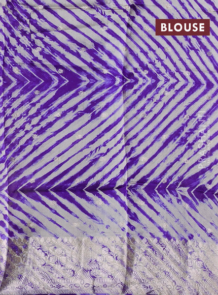 Violet & Beige Poona Silk Saree - Shibori Blouse