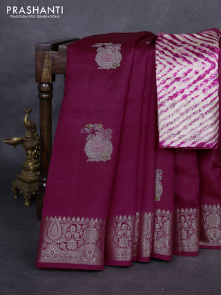 Pink & Beige Poona Silk Saree - Shibori Blouse