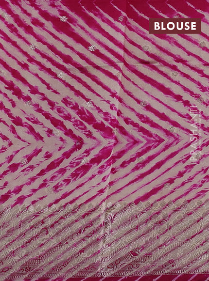 Pink & Beige Poona Silk Saree - Shibori Blouse